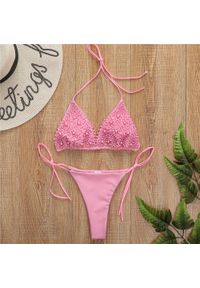Intica - Bikini wiązane regulowane na plażę i basen Gorana. Kolor: różowy. Materiał: materiał