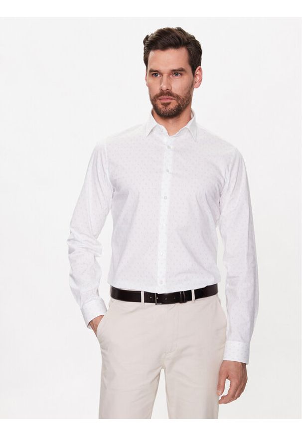 Calvin Klein Koszula K10K111289 Biały Slim Fit. Kolor: biały. Materiał: bawełna