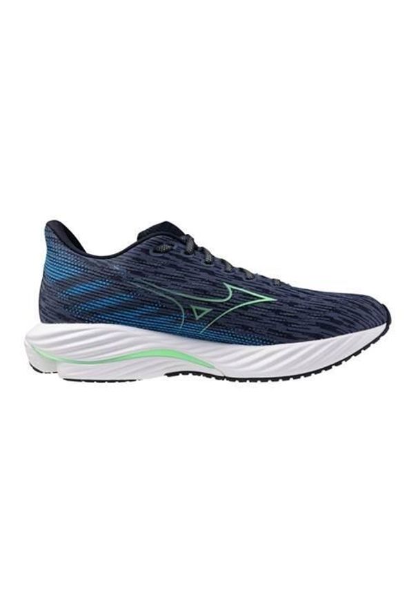 Buty do biegania męskie Mizuno Wave Rider 28. Zapięcie: sznurówki. Kolor: niebieski. Materiał: materiał, syntetyk, tkanina. Szerokość cholewki: normalna. Model: Mizuno Wave