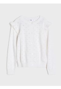 Sinsay - Ażurowy kardigan z ozdobnymi falbanami - biały. Kolor: biały. Wzór: ażurowy #1