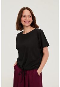 MOODO - T-shirt z wiązaniem czarny. Kolor: czarny. Materiał: bawełna #1