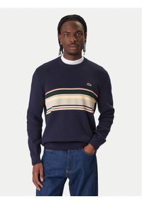 Lacoste Sweter AH5944 Granatowy Regular Fit. Kolor: niebieski. Materiał: bawełna #1
