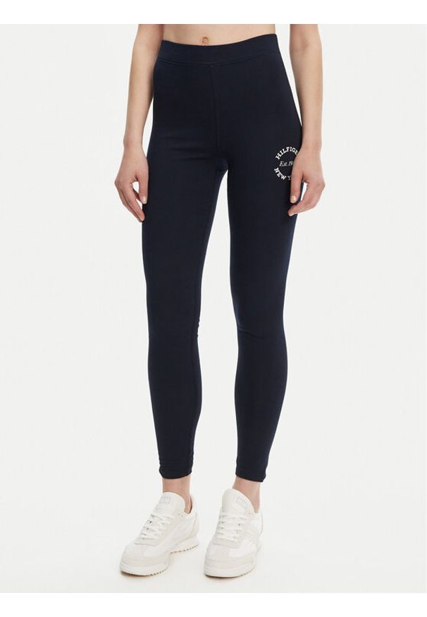TOMMY HILFIGER - Tommy Hilfiger Legginsy UW0UW05893 Granatowy Slim Fit. Kolor: niebieski. Materiał: bawełna