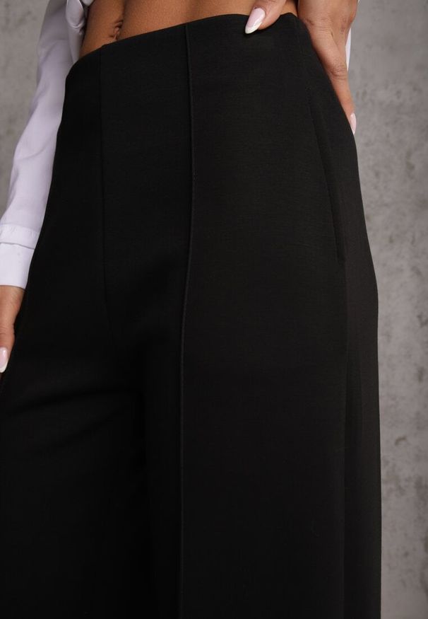 Renee - Czarne Bawełniano-Wiskozowe Spodnie o Eleganckim Kroju w Kant Tinawre. Okazja: na co dzień. Kolor: czarny. Materiał: wiskoza, bawełna. Wzór: gładki. Styl: elegancki