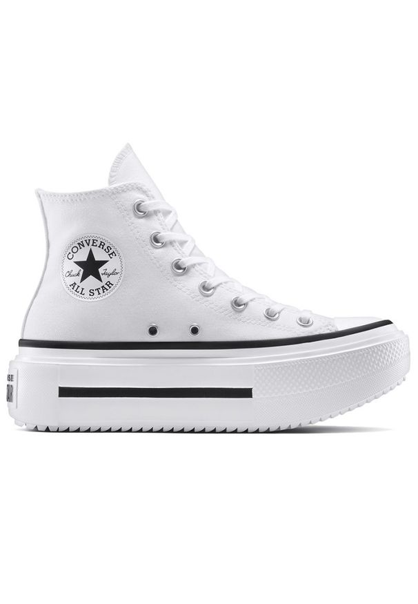 Buty damskie Converse Chuck Taylor All Star Lift Double Stack A12976C - białe. Kolor: biały. Materiał: guma. Szerokość cholewki: normalna. Obcas: na platformie. Model: Converse All Star