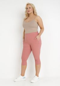 Born2be - Różowe Spodnie Antobe. Stan: podwyższony. Kolekcja: plus size. Kolor: różowy. Materiał: bawełna, tkanina. Wzór: gładki