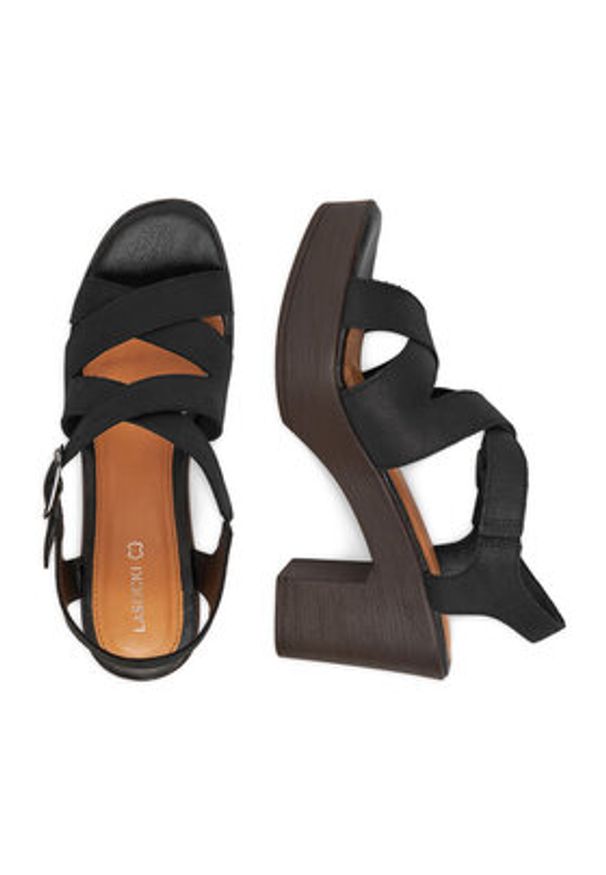 Lasocki Sandały EST-2027-01 Czarny. Kolor: czarny. Materiał: nubuk, skóra