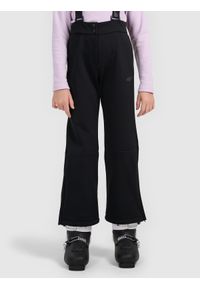 4f - 4F Spodnie narciarskie softshell z szelkami membrana 5000 dziewczęce - czarne 134 (8-9 lat). Stan: podwyższony. Kolor: czarny. Materiał: softshell. Sezon: lato. Sport: narciarstwo #2