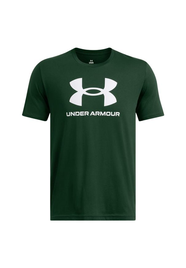 Under Armour - T-shirt Męski Logo 1382911 432. Kolor: zielony. Sport: turystyka piesza