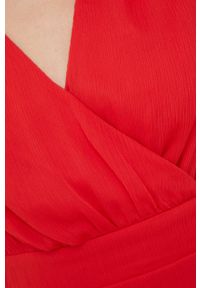 Vila sukienka kolor czerwony mini rozkloszowana. Kolor: czerwony. Materiał: tkanina, poliester. Typ sukienki: rozkloszowane. Długość: mini #5