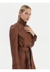 BARDOT - Bardot Płaszcz z imitacji skóry 59899JB5 Brązowy Regular Fit. Kolor: brązowy. Materiał: skóra #8