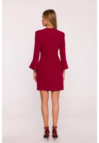 MOE - Elegancka sukienka trapezowa mini bordowa. Kolor: czerwony, brązowy, niebieski. Typ sukienki: ołówkowe, trapezowe. Styl: elegancki. Długość: mini #4