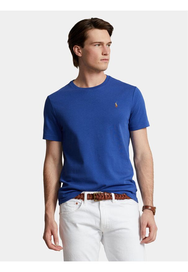 Polo Ralph Lauren T-Shirt 710740727077 Niebieski Slim Fit. Typ kołnierza: polo. Kolor: niebieski. Materiał: bawełna