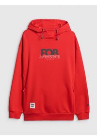 4f - 4F Bluza dresowa nierozpinana z kapturem męska - czerwona S. Typ kołnierza: kaptur. Kolor: czerwony. Materiał: dresówka. Styl: klasyczny #1