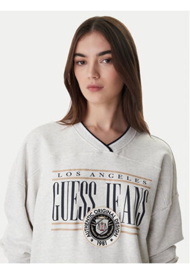 Guess Jeans Bluza W6RQ09 K68I4 Szary Oversize. Kolor: szary. Materiał: bawełna