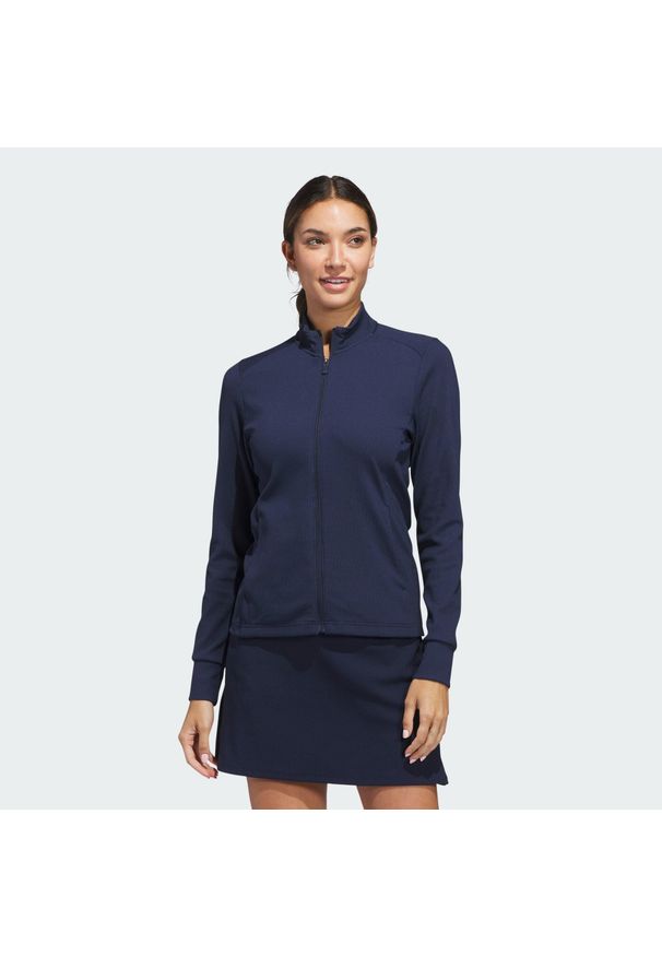 Adidas - Kurtka Performance Texture Full Zip. Typ kołnierza: golf. Kolor: niebieski. Sport: golf
