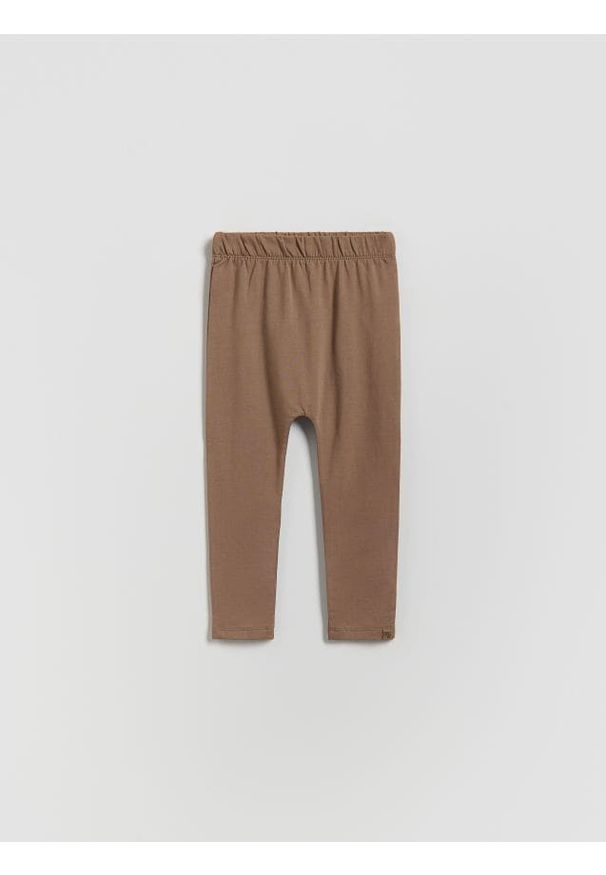 Reserved - Bawełniane legginsy - ciemnobrązowy. Kolor: brązowy. Materiał: bawełna
