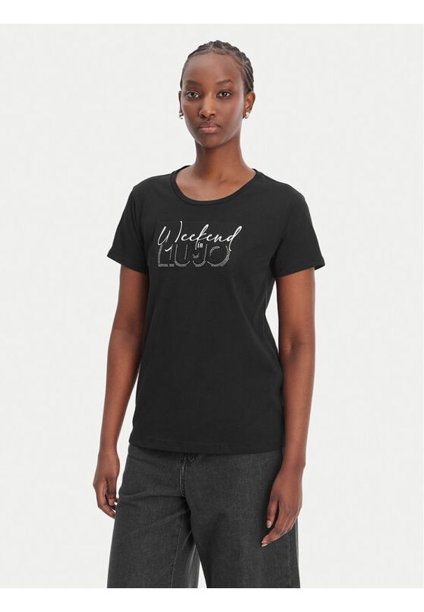 Liu Jo Sport T-Shirt TA6252 JS923 Czarny Regular Fit. Kolor: czarny. Materiał: bawełna. Styl: sportowy