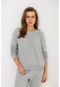 BLUZA LENA SZARY MELANŻ L - Flawless. Kolor: szary. Materiał: bawełna, len. Wzór: melanż. Styl: sportowy, klasyczny #1