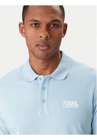 Karl Lagerfeld - KARL LAGERFELD Polo 745780 561235 Błękitny Regular Fit. Typ kołnierza: polo. Kolor: niebieski. Materiał: bawełna #4