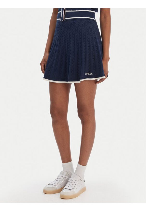 Guess Spódnica mini V6RD07 Z4652 Granatowy Regular Fit. Kolor: niebieski. Materiał: syntetyk