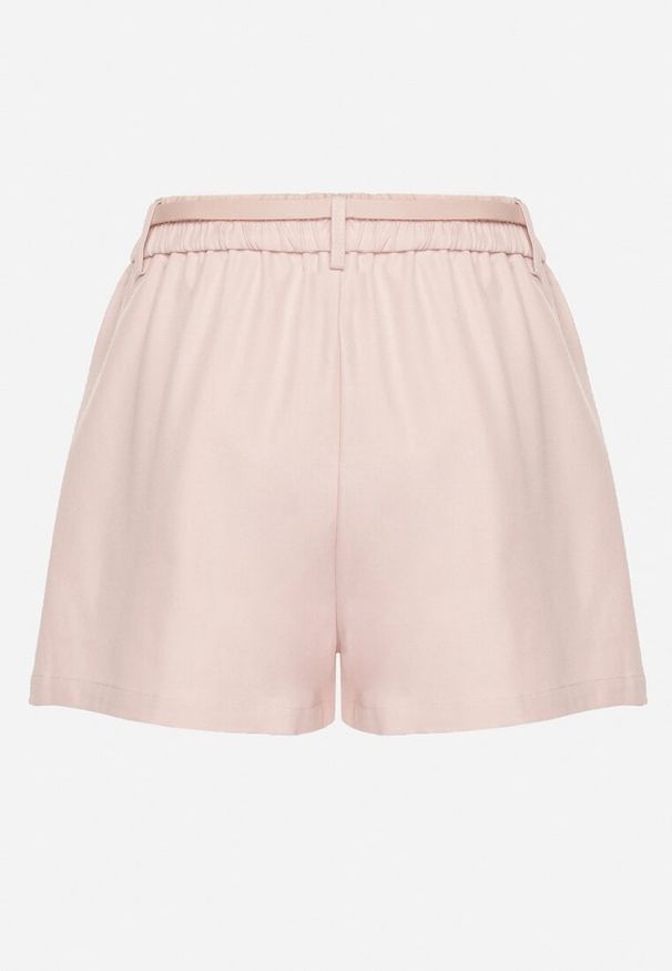 Born2be - Różowe Eleganckie Spódnico-Szorty z Paskiem z Klamerką Foliretia. Okazja: na co dzień. Kolor: różowy. Styl: elegancki