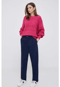 TOMMY HILFIGER - Tommy Hilfiger spodnie bawełniane x Shawn Mendes kolor granatowy szerokie high waist. Stan: podwyższony. Kolor: niebieski. Materiał: bawełna