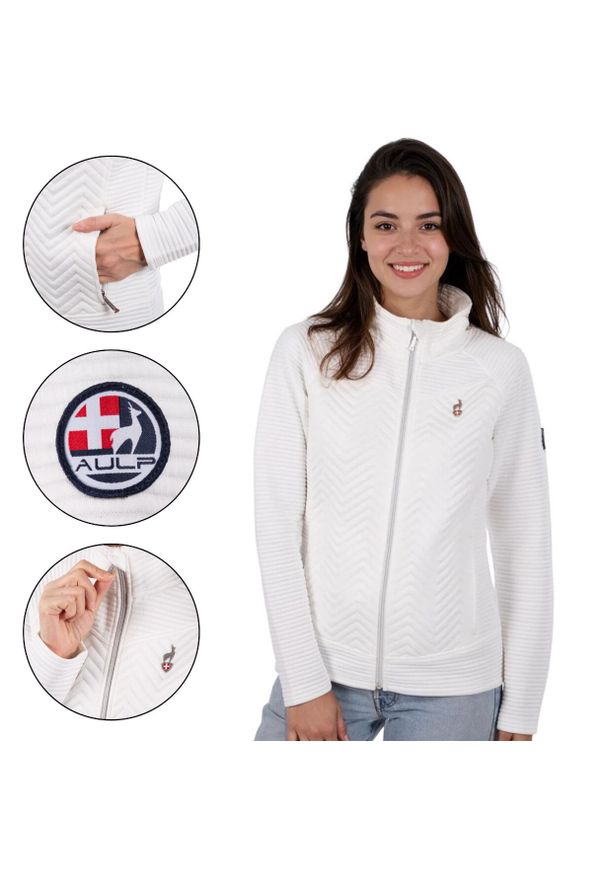 Aulp - Bluza polarowa damska AULP SIMIX oddychająca. Kolor: biały. Materiał: polar