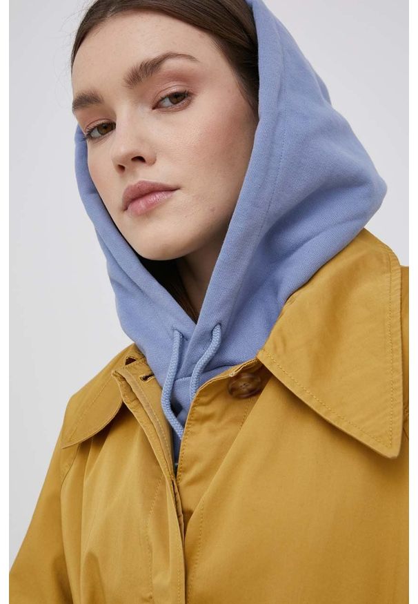 Levi's® - Levi's trencz damski kolor żółty przejściowy. Okazja: na spotkanie biznesowe. Kolor: żółty. Materiał: tkanina. Długość rękawa: raglanowy rękaw. Wzór: gładki. Styl: klasyczny, biznesowy