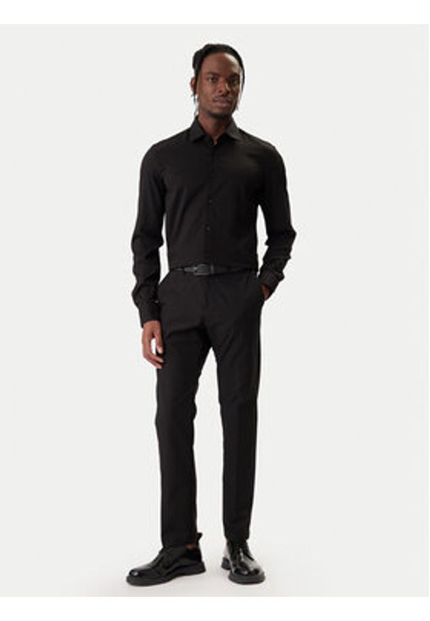 Hugo - HUGO Koszula Kenno 50551242 Czarny Slim Fit. Kolor: czarny. Materiał: wiskoza