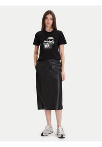 Karl Lagerfeld - KARL LAGERFELD T-Shirt A1W17129 Czarny Regular Fit. Typ kołnierza: dekolt w karo. Kolor: czarny. Materiał: bawełna #4