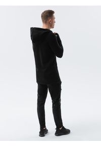 Ombre Clothing - Bluza męska rozpinana - czarna B1369 - XXL. Kolor: czarny. Materiał: dzianina, poliester, bawełna. Styl: elegancki