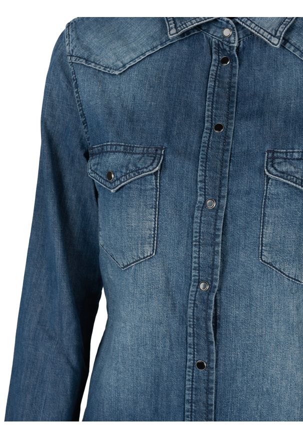 Diesel Koszula "De Pratt" | 00SKAA-RT001 | Kobieta | Niebieski. Okazja: na co dzień. Kolor: niebieski. Materiał: bawełna. Styl: klasyczny, elegancki, casual