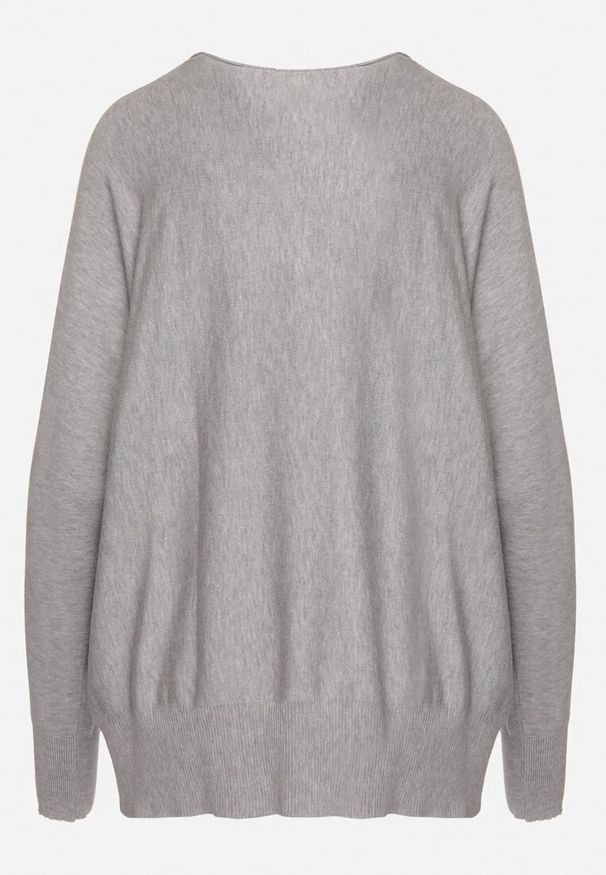 Born2be - Szary Sweter z Wiskozą i Kieszeniami Everina. Okazja: na co dzień. Kolor: szary. Materiał: wiskoza. Styl: klasyczny, elegancki, casual