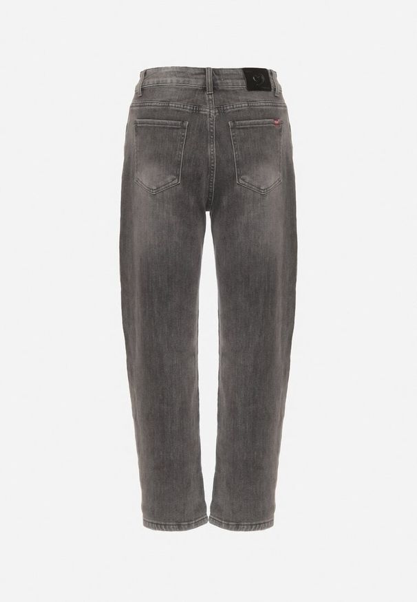 Born2be - Szare Jeansy Mom Fit z Wysokim Stanem Rallanda. Okazja: na co dzień, na spacer. Stan: podwyższony. Kolor: szary. Styl: casual