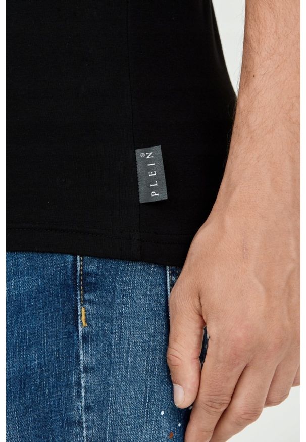 Philipp Plein - PHILIPP PLEIN Męski t-shirt czarny z czaszką, Rozmiar XXL. Kolor: czarny