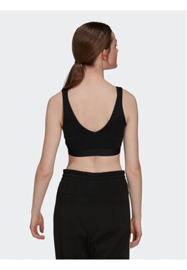 Adidas - adidas Koszulka techniczna Essentials 3-Stripes Crop Top With Removable Pads GS1343 Czarny. Kolor: czarny. Materiał: bawełna