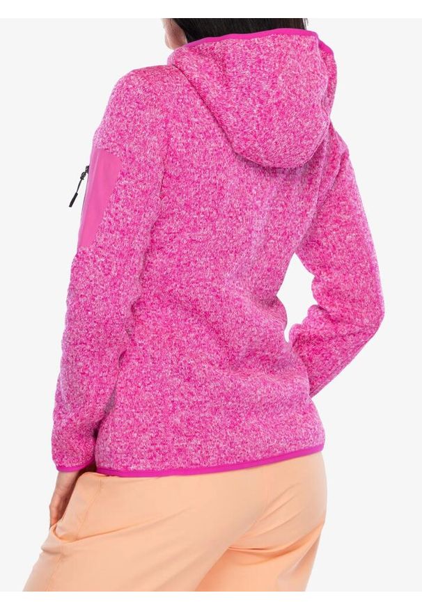 Polar damski CMP Londra Fix Hood Jacket Knitted. Kolor: różowy. Materiał: polar