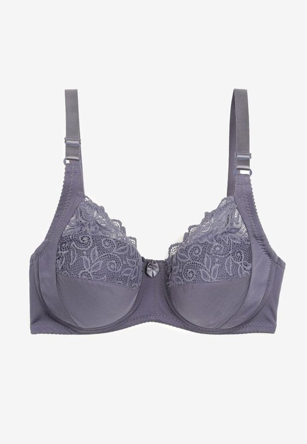 Born2be - Granatowy Koronkowy Biustonosz z Regulowanymi Ramiączkami Vikiriie. Kolor: niebieski. Materiał: koronka. Wzór: koronka