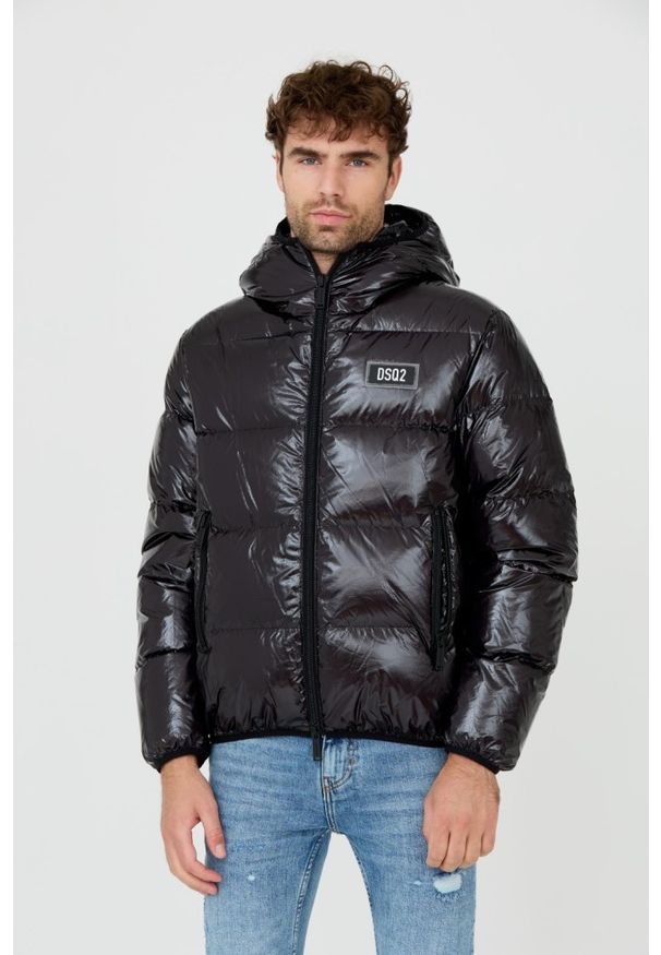DSQUARED2 Czarna męska puchowa kurtka Puff Kaban, Rozmiar 56. Kolor: czarny. Materiał: puch