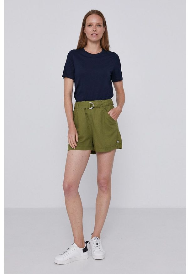 United Colors of Benetton - Szorty. Okazja: na co dzień. Kolor: zielony. Materiał: tkanina. Wzór: gładki. Styl: casual