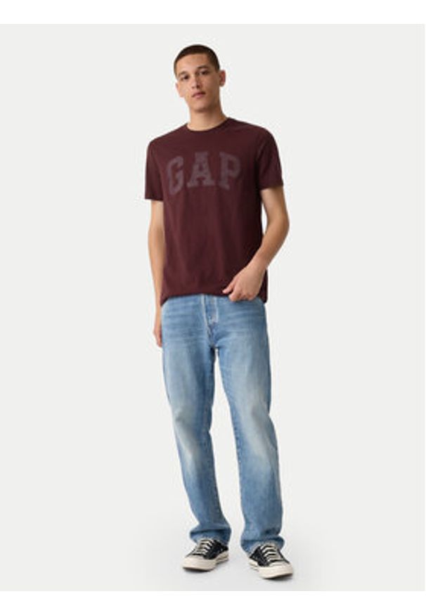 GAP - Gap T-Shirt 856659-17 Bordowy Regular Fit. Kolor: czerwony. Materiał: bawełna