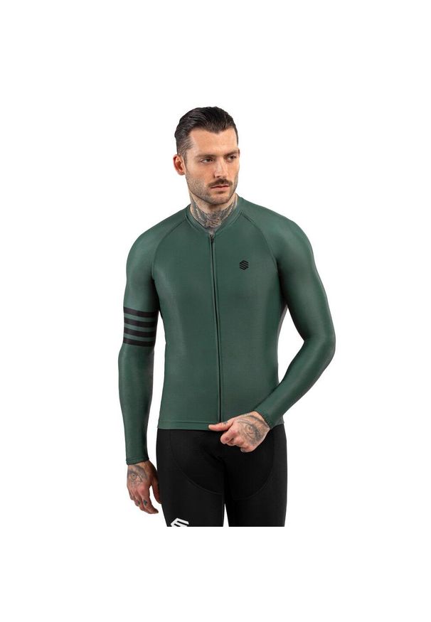 SIROKO - Męska koszulka rowerowa z krótkim rękawem Kolarstwo Siroko M2 Gravel. Kolor: zielony. Materiał: jersey. Długość rękawa: krótki rękaw, długi rękaw. Długość: krótkie, długie. Sport: kolarstwo