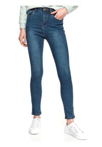 TOP SECRET - Spodnie jeansowe skinny. Okazja: na co dzień. Kolor: niebieski. Materiał: jeans. Sezon: wiosna. Styl: casual, klasyczny