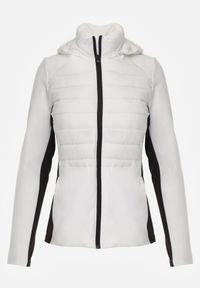 Born2be - Biała Pikowana Kurtka Przejściowa z Kapturem i Elastycznymi Rękawami Nikitha. Okazja: na co dzień. Typ kołnierza: kaptur. Kolor: biały. Materiał: jeans, nylon. Styl: casual, elegancki, sportowy, klasyczny #5