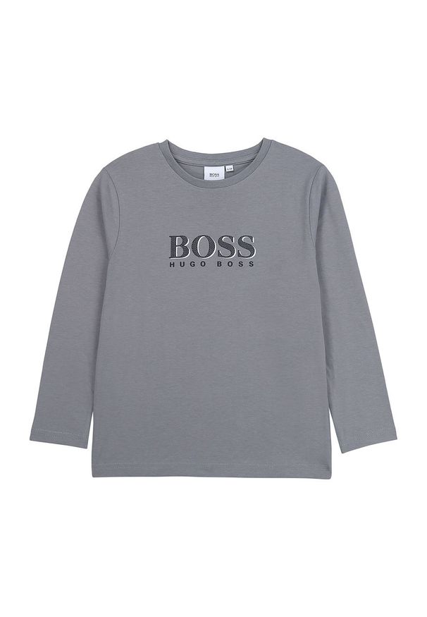 BOSS - Boss - Longsleeve dziecięcy 116-152 cm. Okazja: na co dzień. Kolor: szary. Materiał: bawełna, dzianina. Wzór: nadruk. Styl: casual