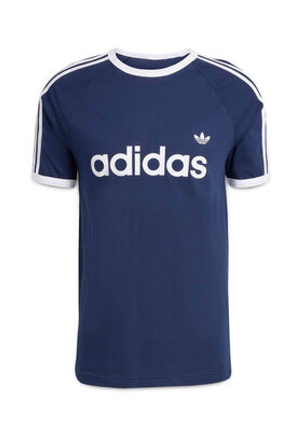 Adidas - adidas T-Shirt 3-Stripes Ringer KF0419 Granatowy Slim Fit. Kolor: niebieski. Materiał: bawełna