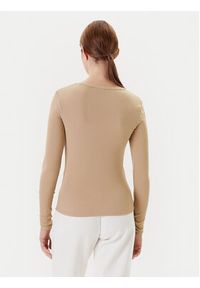 Guess Bluzka V4BP07 K8RT2 Beżowy Regular Fit. Kolor: beżowy. Materiał: wiskoza