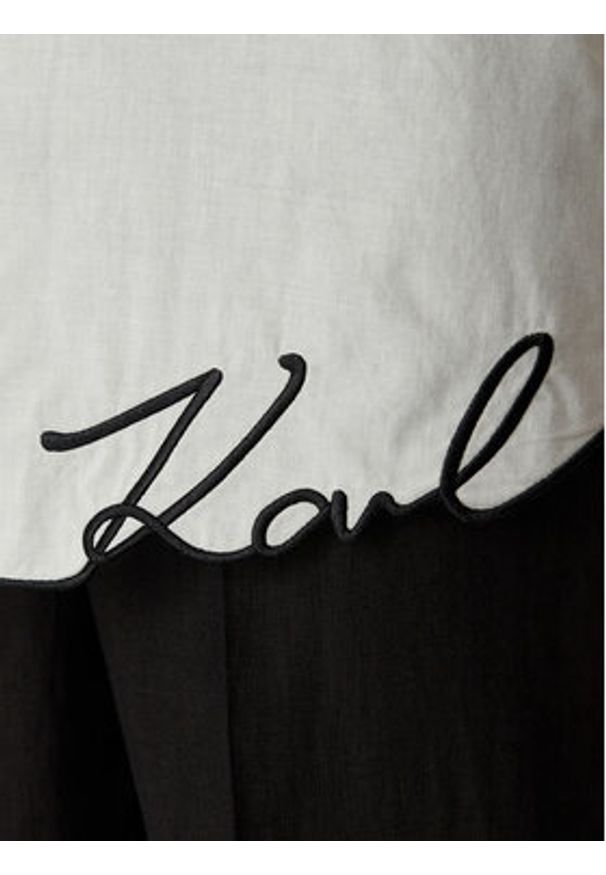 Karl Lagerfeld - KARL LAGERFELD Koszula B2W46034 Kremowy Oversize. Typ kołnierza: dekolt w karo. Kolor: kremowy. Materiał: bawełna