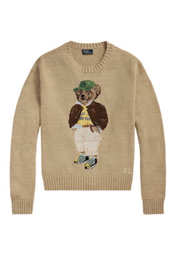 Polo Ralph Lauren Sweter 211972121001 Beżowy Relaxed Fit. Typ kołnierza: polo. Kolor: beżowy. Materiał: bawełna